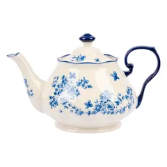 Чайник заварочный «Фиори» фарфор 0,8л ,H=14,L=25,7,B=17см слон.кость,синий