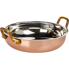 Serving pan with handles  stainless steel, copper  D=18, H=5, L=23 cm  metal, copper