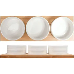 Набор соусников на подставке[3шт] бамбук,фарфор 200мл ,L=33,B=11см, изображение 2