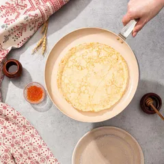 Сковорода для блинов алюмин.,керамика D=28,H=2,L=49см коричнев.,бежев., изображение 2