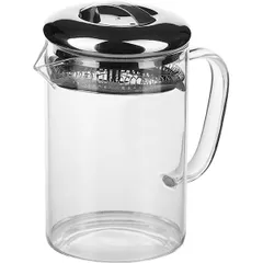 Кувшин термостойкий с крышкой и стрейнером стекло,металл 0,5л D=85,H=145,L=136мм прозр., изображение 2