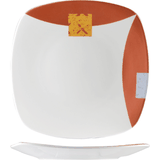 Тарелка «Зен» квадратная фарфор ,L=23,B=23см белый,оранжев.