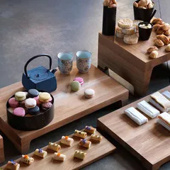 Подставка фуршетная орех ,H=40,L=530,B=325мм тем.дерево, изображение 4