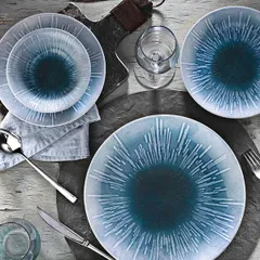 Тарелка «Нанокрем Блю» мелкая фарфор D=190,H=22мм голуб., изображение 2