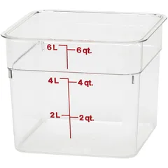 Container for products, graduated  polycarbonate  5.7 l , H=18.5, L=21.5, B=21.5 cm  transparent.