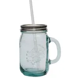 Beer mug “Jar” with lid glass 0.55l D=75,H=145mm clear.