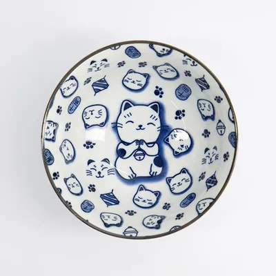 Салатник «Кэт Нэко» фарфор 0,5л D=15,H=7см белый,синий, изображение 4