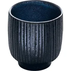 Чашка кофейная «Нара» для эспрессо рифленая керамика 100мл черный,тем.син.