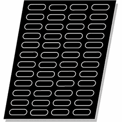 Confectionery mold “Oval” on a sheet 60*40cm [48pcs]  silicone, fiberglass , H=1, L=7, B=3cm