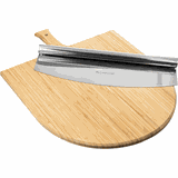 Доска для подачи бамбук,металл D=350,H=15мм св. дерево,металлич.