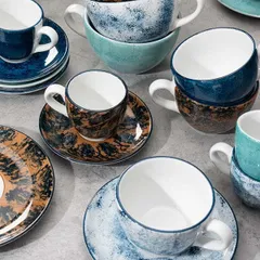 Чашка чайная «Аида» фарфор 180мл D=88,H=60мм белый,синий, изображение 4