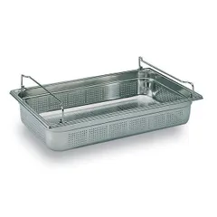 Gastronorm container (1/1) with perforated handles  stainless steel , H=10, L=53, B=32.5 cm  metal.