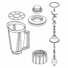 Flask assembly for blender 33  polycarbonate  1.25 l