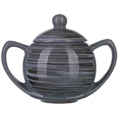 Сахарница «Пинки» с крышкой керамика 400мл D=8см серый