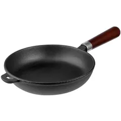 Frying pan “Amber Cast”  cast iron, wood  D=225, H=80, L=410mm  black, dark wood