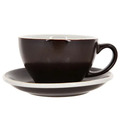 Кофейная пара «Эгг» фарфор 300мл D=110/155,H=65,L=135мм тем.корич.