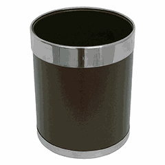 Корзина д/бумаги сталь нерж.,пластик D=22,H=31см коричнев.