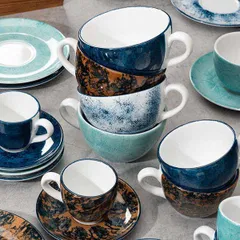 Блюдце «Аида» с декором фарфор D=16см бирюз., изображение 4