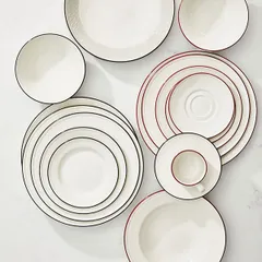 Тарелка «Бид Марун Бэнд» фарфор D=16,5см белый,бордо, изображение 2