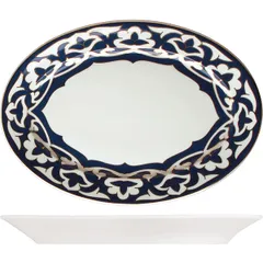 Dish “Vostok Gold” oval  porcelain , H=35, L=370, B=260mm  blue, gold