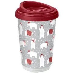 Термокружка с новогодним рисунком полипроп. 400мл D=98,H=156мм белый,красный