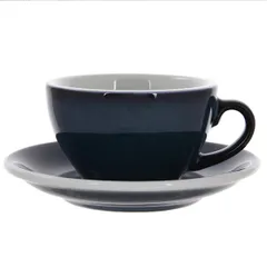 Кофейная пара «Эгг» фарфор 250мл D=95/145,H=55,L=115мм тем.син.