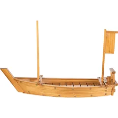 Блюдо для суши «Корабль» сосна,сталь ,H=48,5,L=75,B=26,5см бежев., изображение 2