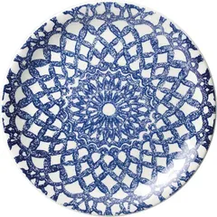 Plate “Ink” small  porcelain  D=20, H=2cm  blue, white