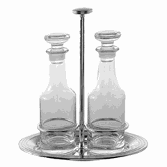 Oil/vinegar set  glass, stainless steel  D=19.5, H=22, L=19.5, B=19.5cm  transparent, metallic.