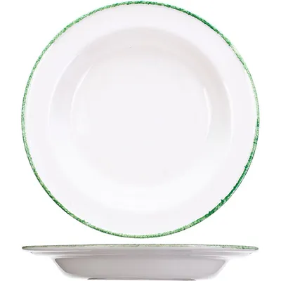 Тарелка глубокая «Грин Дэппл» фарфор 495мл D=21,5см белый,зелен.
