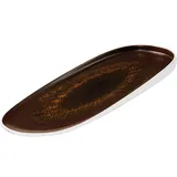 Serving dish “Estia”  porcelain , L=23.5, B=10cm  brown, white