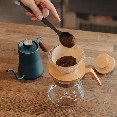 Чайник для приготовления кофе с термометром сталь нерж.,дерево 0,55л, изображение 4