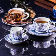 Блюдце «Аида» с декором фарфор D=14,5см коричнев., изображение 3