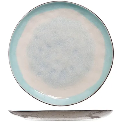 Тарелка «Малибу» мелкая керамика D=20см белый,бирюз.