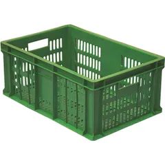 Box for products, perforated  polyethylene  46 l , H=25, L=60, B=40 cm  green.