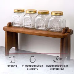 Банка «Хоммэйд» квадратная с крышкой стекло,металл 0,5л ,H=113,L=67,B=67мм прозр., изображение 4