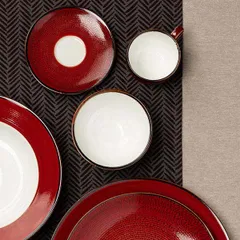 Блюдце «Джаспер» фарфор D=130/44,H=6мм белый,красный, изображение 4