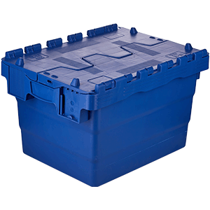 Ящик для продуктов «SPKM» сплошной с крышкой полипроп. 22л ,H=25,L=40,B=30см синий