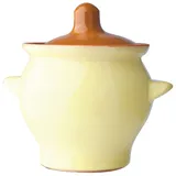 Roast pot with handles “No. 5”  ceramics  0.5 l  D = 10.5, H = 10 cm  yellow, brown.