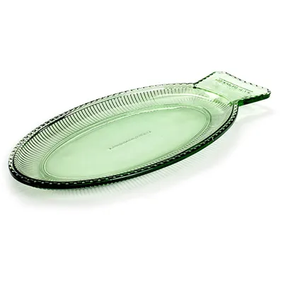 Блюдо сервировочное стекло ,H=22,L=350,B=160мм зелен.,прозр., изображение 2