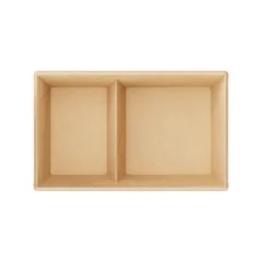 Контейнер бумажный OneClick 2 секции картон 0,8л ,H=55,L=120,B=200мм св.корич., изображение 2