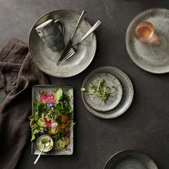 Тарелка «Урбан» мелкая фарфор ,H=20,L=250,B=205мм тем.сер., изображение 2