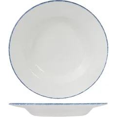 Dish "Blue Dapple" round deep  porcelain  0.6 l  D=300, H=32mm  white, blue