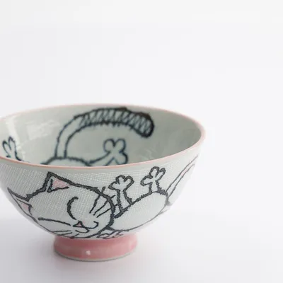 Салатник «Кэт Нэко» фарфор 300мл D=115,H=62мм белый,розов., изображение 4