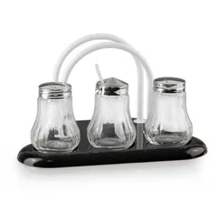 Набор для специй «Волна» (соль, перец, горчичница) + салфетница