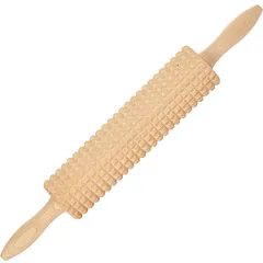 Rolling pin with rotating handles and teeth  beech  D=65, L=450/250mm  nat. beech