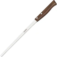 Knife for thin slicing  steel, wood , H=45, L=395/225, B=110mm  brown, metal.