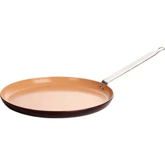 Pan for pancakes aluminium,ceramics D=28,H=2,L=48cm white,brown.