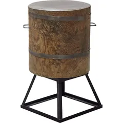 Колода разделочная с подставкой H=30cм дуб,сталь D=45,H=50см коричнев.,металлич.