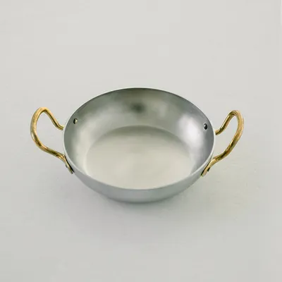 Сковорода для подачи «Арго» с двумя ручками алюмин.,латунь 450мл D=140,H=35мм серебрист., изображение 3